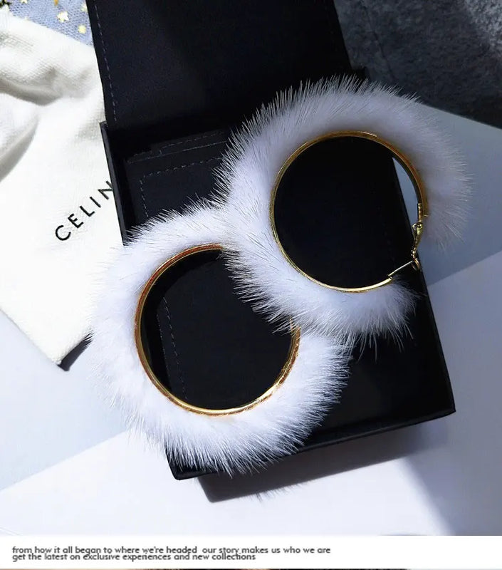 Mink Hair Stud Earrings for Women
