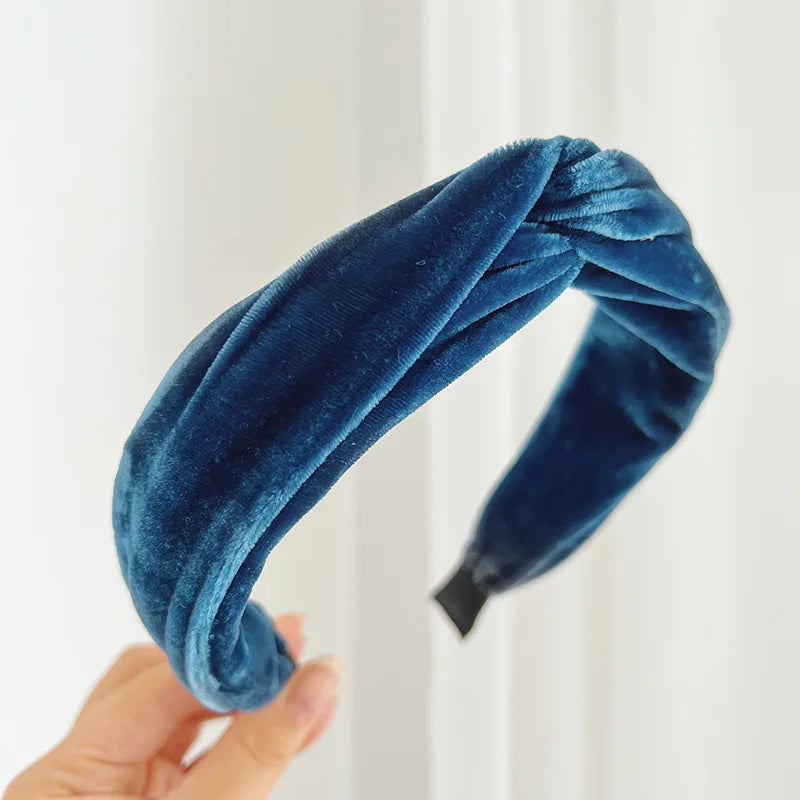 Velvet Crossed Headband Retro Hairpin Wide Headbands for Women