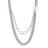 Bohemian Thick Cold Wind Double Letter Pearl Sweater Chain