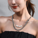 Bohemian Thick Cold Wind Double Letter Pearl Sweater Chain