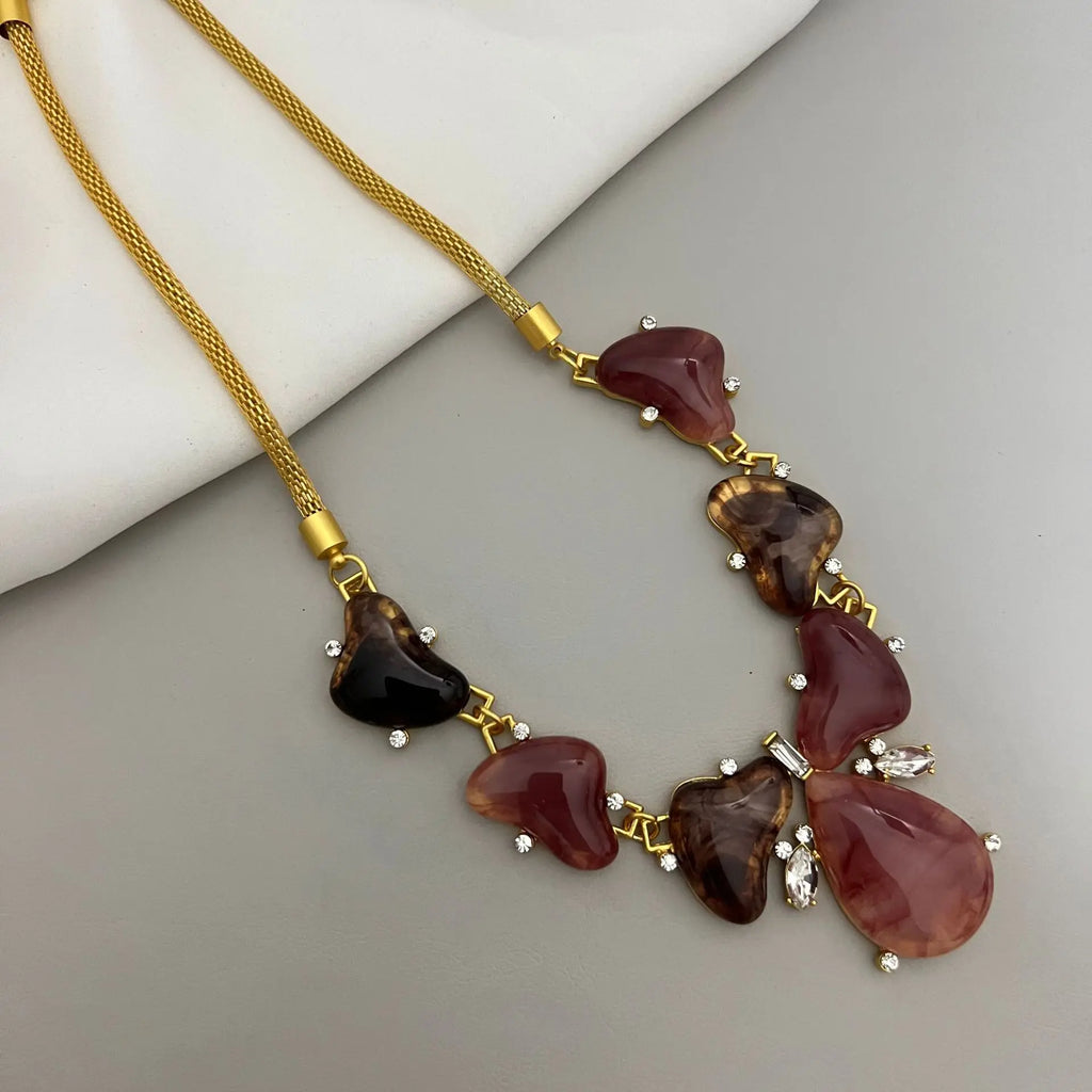 Vintage Crystal Pearl Collar Necklace Women