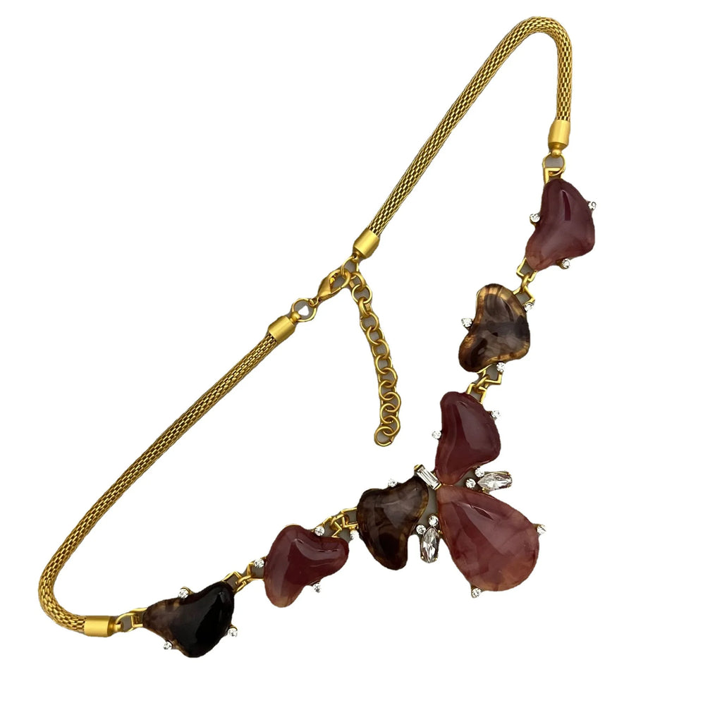 Vintage Crystal Pearl Collar Necklace Women