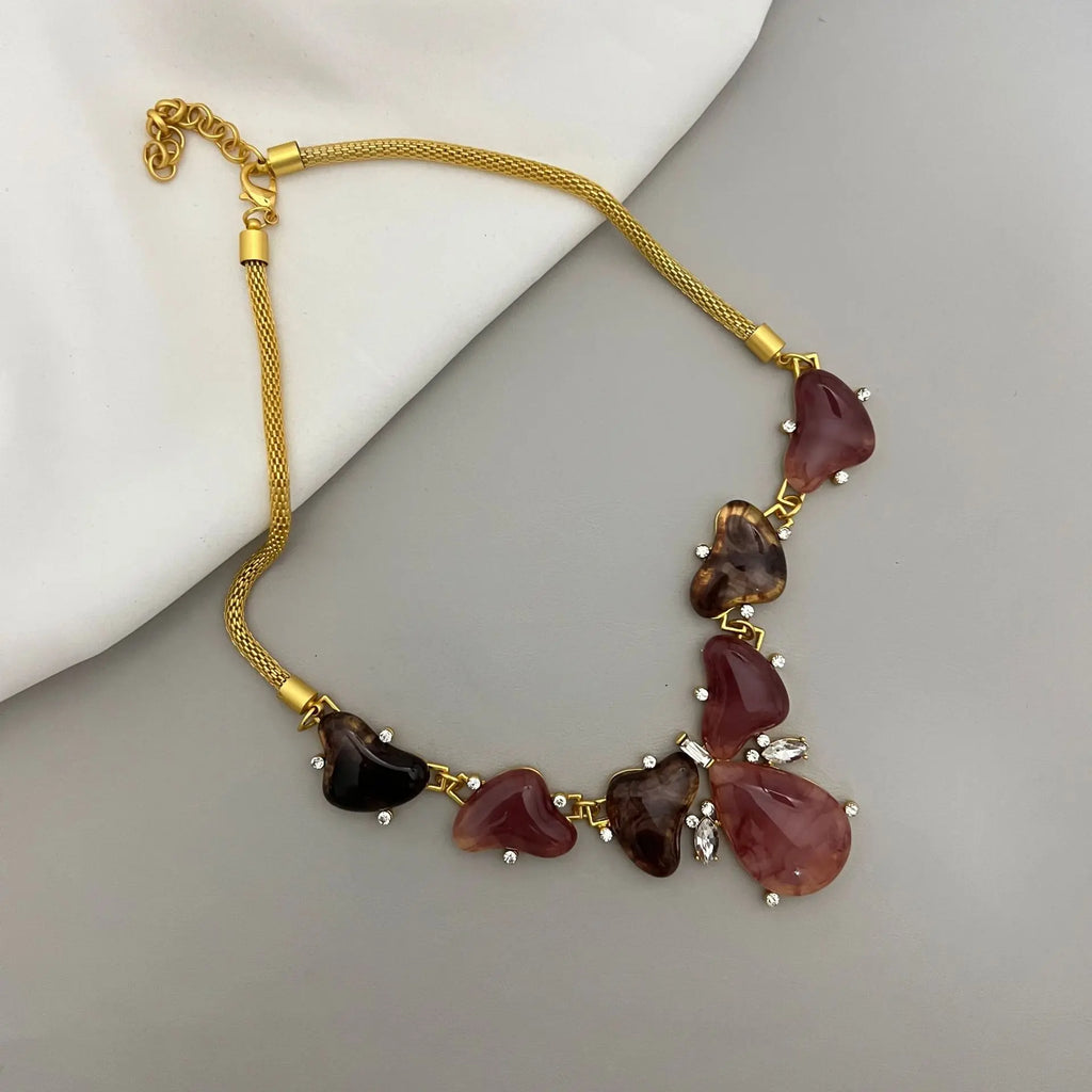 Vintage Crystal Pearl Collar Necklace Women