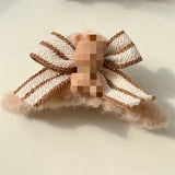 Autumn Winter Coffee Series Bow Hair Clip Shark Clip Plush Bear Clip Women Hair