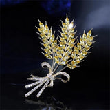 Crystal Wheat Ear Brooch High-End Temperament Anti-Failure Pin