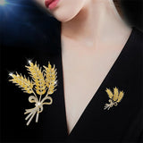 Crystal Wheat Ear Brooch High-End Temperament Anti-Failure Pin