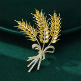 Crystal Wheat Ear Brooch High-End Temperament Anti-Failure Pin