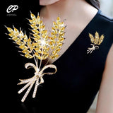 Crystal Wheat Ear Brooch High-End Temperament Anti-Failure Pin