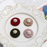 Wool Knitting Pearl Flower Patch DIY Hand Jewelry Earrings 4 pcs