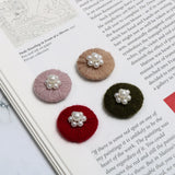 Wool Knitting Pearl Flower Patch DIY Hand Jewelry Earrings 4 pcs
