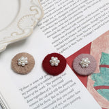 Wool Knitting Pearl Flower Patch DIY Hand Jewelry Earrings 4 pcs