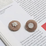 Wool Knitting Pearl Flower Patch DIY Hand Jewelry Earrings 4 pcs