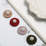 Wool Knitting Pearl Flower Patch DIY Hand Jewelry Earrings 4 pcs