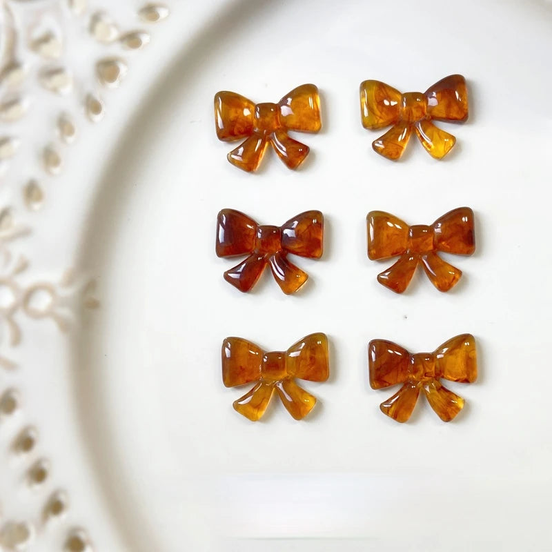 Amber Porous Bow Knot Resin Jewelry DIY Earrings Accessories