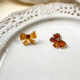 Amber Porous Bow Knot Resin Jewelry DIY Earrings Accessories