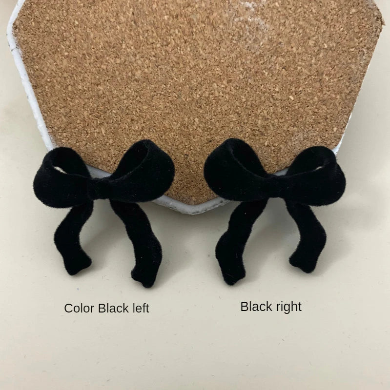 Retro Velvet Bow Plush Earrings DIY Accessories