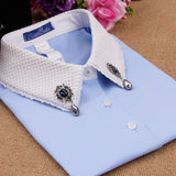 Autumn Winter Women Basic Shirt Collar Decoration All-Match