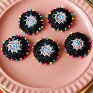 Woolen Crocheted Discs Earrings Jewelry Accessory
