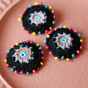 Woolen Crocheted Discs Earrings Jewelry Accessory