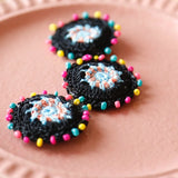 Woolen Crocheted Discs Earrings Jewelry Accessory