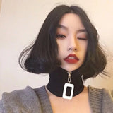 Autumn Winter Neckchain Short Necklace Easy Zipper Cotton Thread Collar