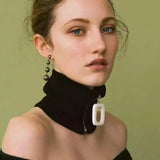 Autumn Winter Neckchain Short Necklace Easy Zipper Cotton Thread Collar
