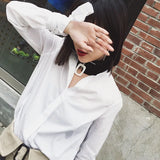 Autumn Winter Neckchain Short Necklace Easy Zipper Cotton Thread Collar