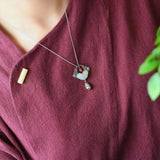 Autumn Hetian Jade Heart Necklace Pendant Classical Silver Jewelry