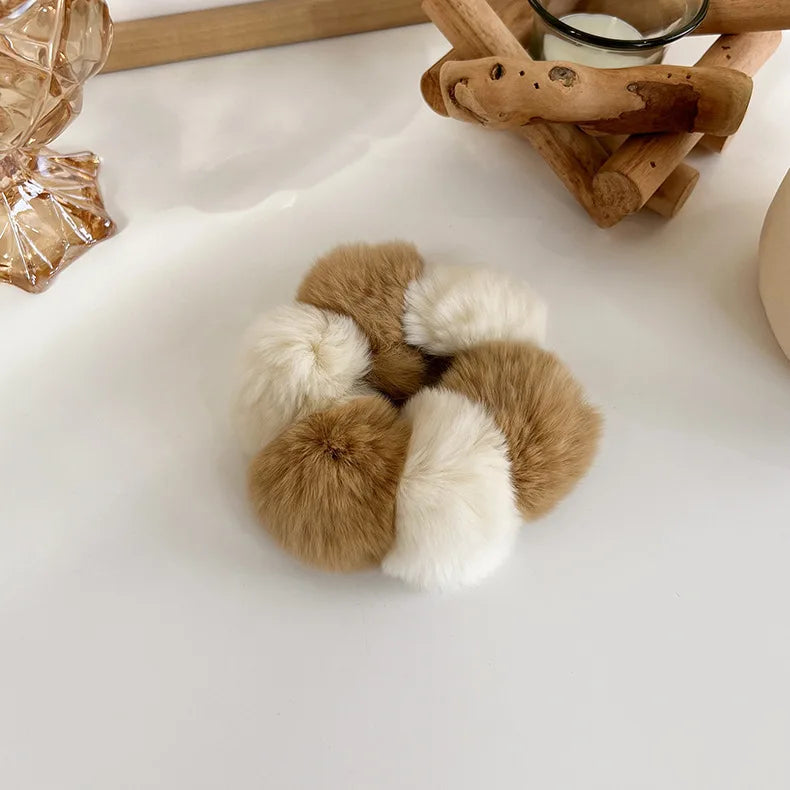 Fluffy Rabbit Hair Ball Head Rope - Lovely Ball Hair Circle