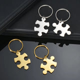 Auxauxme Puzzle Type Keychains Engrave Name Date Keychain Women Men Jewelry