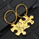 Auxauxme Puzzle Type Keychains Engrave Name Date Keychain Women Men Jewelry