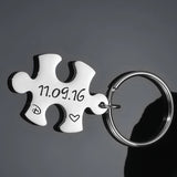 Auxauxme Puzzle Type Keychains Engrave Name Date Keychain Women Men Jewelry