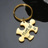 Auxauxme Puzzle Type Keychains Engrave Name Date Keychain Women Men Jewelry