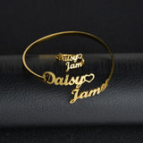 Auxauxme 3mm Stainless Steel Name Bangle Ring Set for Women