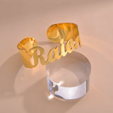 Personalized Name Bangle Golden Stainless Steel Bracelet for Women Mom