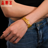 Personalized Name Bangle Golden Stainless Steel Bracelet for Women Mom