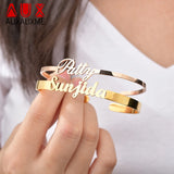 Auxauxme Baby Name Bracelet Stainless Steel Adjustable ID