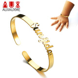 Auxauxme Baby Name Bracelet Stainless Steel Adjustable ID