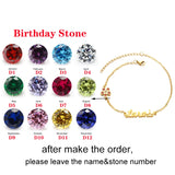 Personalized Birthstone Pink Flower Name Bracelet for Women