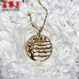 Auxauxme Birthstone Tree of Life Necklace Stainless Steel Family Member Tree