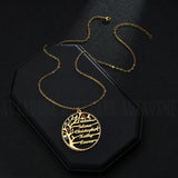 Auxauxme Birthstone Tree of Life Necklace Stainless Steel Family Member Tree