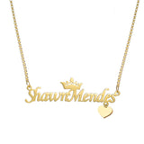 Auxauxme Butterfly Crown Name Necklace Stainless Steel Heart Star Choker