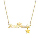 Auxauxme Butterfly Crown Name Necklace Stainless Steel Heart Star Choker