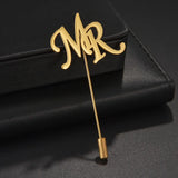 Auxauxme Capital Letters Brooch Stainless Steel Nameplate Pin