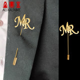Auxauxme Capital Letters Brooch Stainless Steel Nameplate Pin