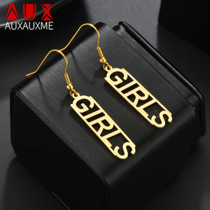 Auxauxme Capital Name Earrings Stainless Steel for Women
