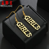 Auxauxme Capital Name Earrings Stainless Steel for Women