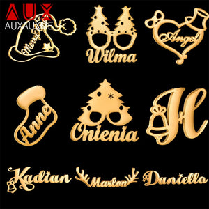 Auxauxme Custom Christmas Pendant Stainless Steel Personalized Name Necklace