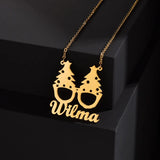Auxauxme Custom Christmas Pendant Stainless Steel Personalized Name Necklace