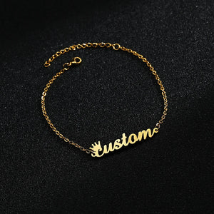Personalized Name Necklace Set Stainless Steel Golden